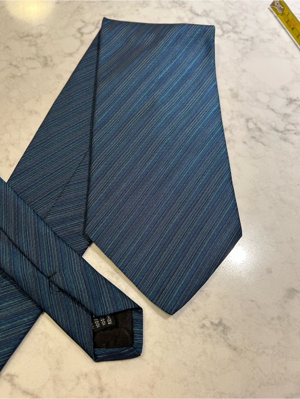 Pavone Italian silk handmade Blue Striped Men's Tie